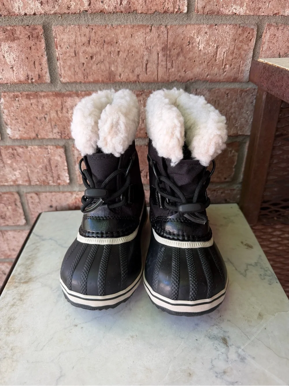 Sorel Kids Black & White Sherpa-Lined Rain Snow Boots